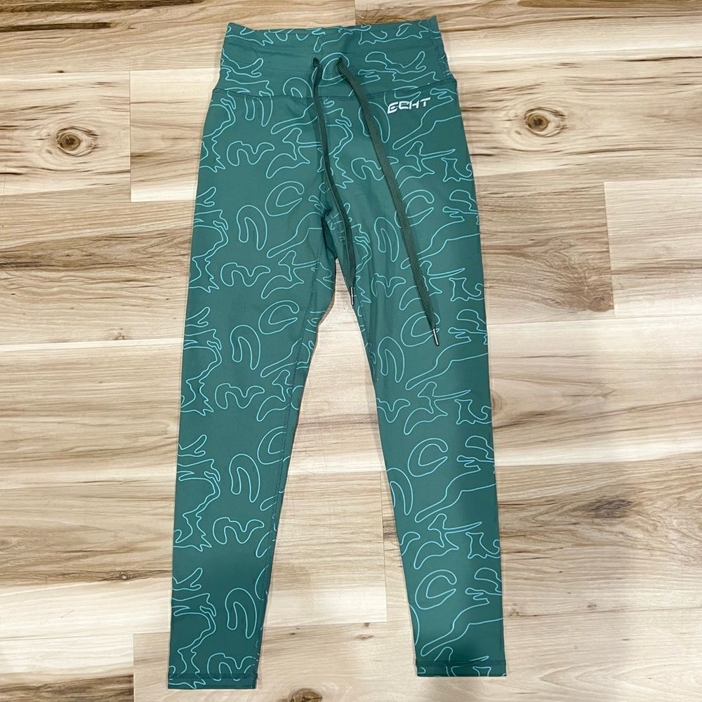 Echt Printed Green Drawstring Joggers Leggings Women’s XS